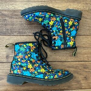 Dr. Martens Kids Floral Boots - Blue and Orange